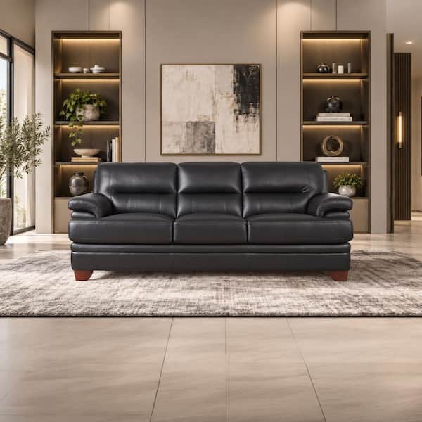 Hydeline Luxor 88 in. Flared Arm Top Grain Leather Rectangle 3