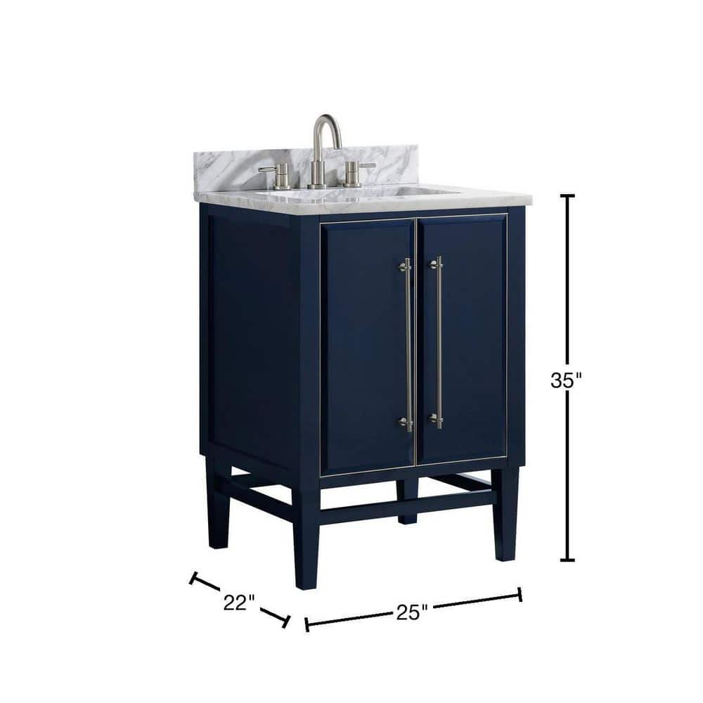 Navy Blue 25" Marble Top Single Sink Vanity