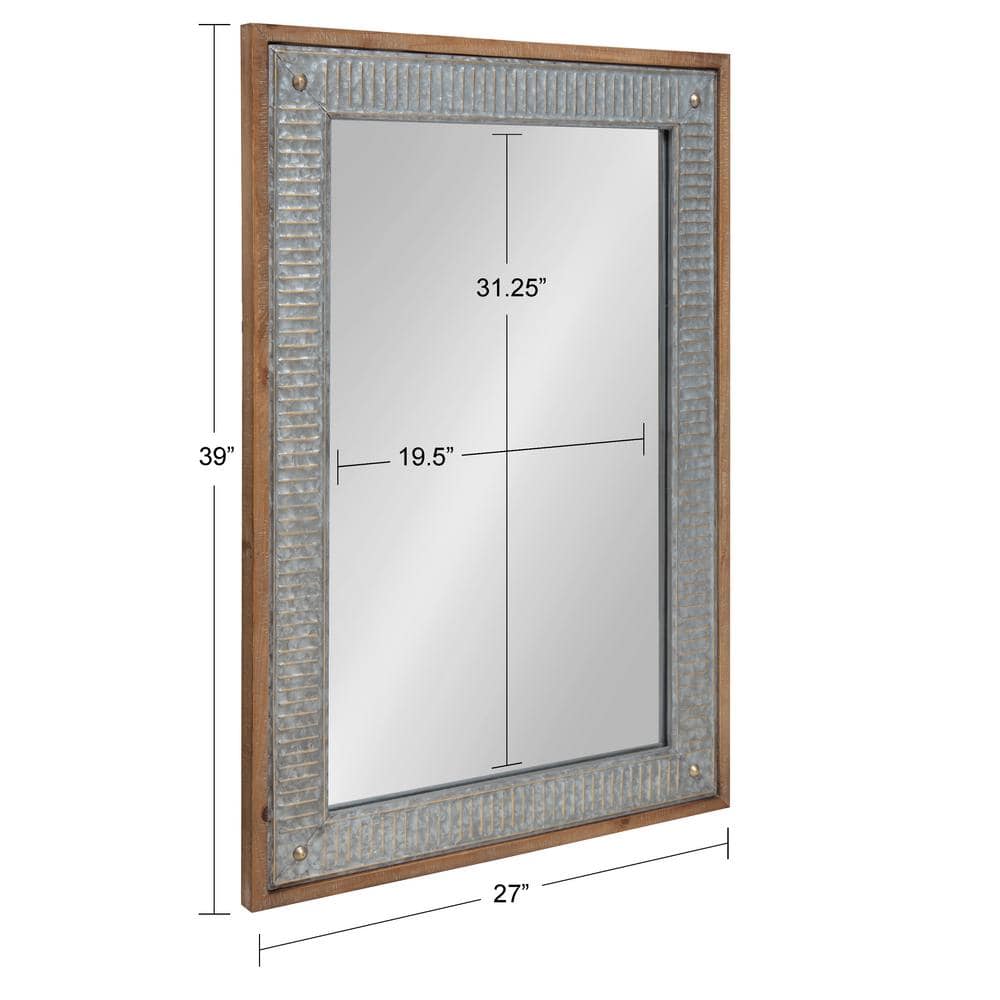 Rustic Brown Wood and Galvanized Metal Full-Length Wall Mirror