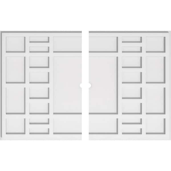 Ekena Millwork 34 in. W x 22-5/8 in. H x 1 in. ID x 1 in. P Beaux Architectural Grade PVC Contemporary Ceiling Medallion (2-Piece)