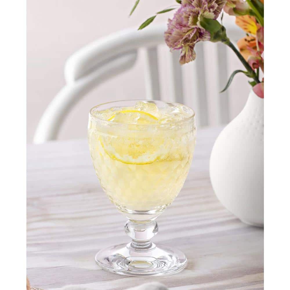 Boston Clear Crystal Goblet Set with Honeycomb Pattern