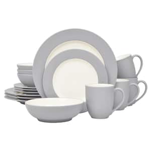 Colorwave Slate 16-Piece Rim (Gray) Stoneware Dinnerware Set, Service For 4