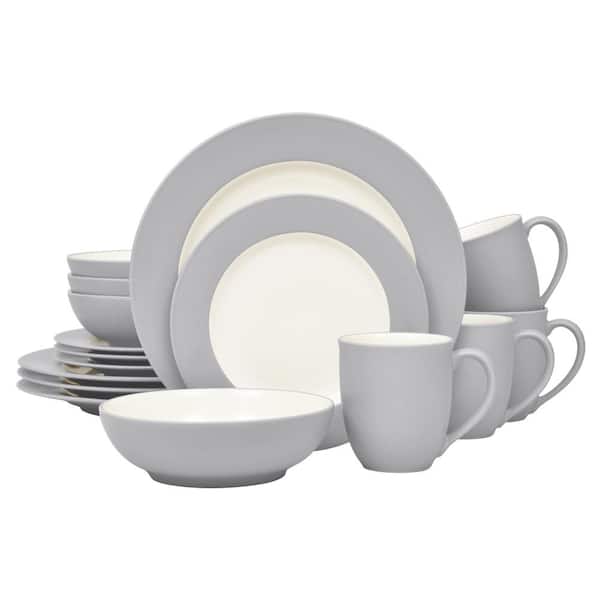 Noritake Colorwave Slate 16-Piece Rim (Gray) Stoneware Dinnerware Set, Service For 4