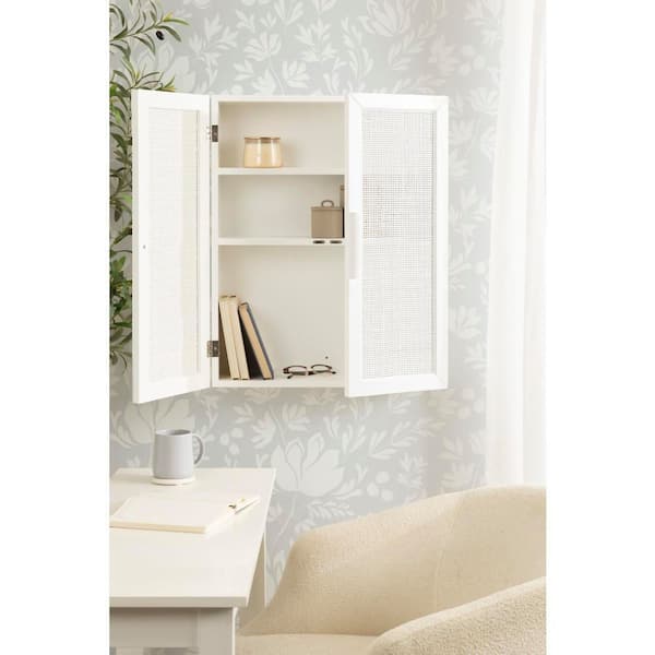 Ori 22 in. W x 7 in. D White Wood Decorative Wall Cabinet