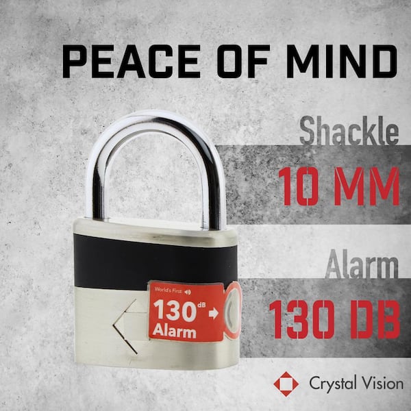 Details about   Crystal Vision Anti-Theft Loud 130db Alarm Padlock and Bike U Lock Combo 