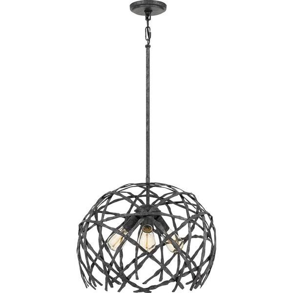 Quoizel Pantheon 3-Light Old Black Finish Pendant