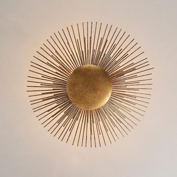 HUOKU Dopul 3-Light 17 in.W Distressed Gold Semi-Flush Mount Cone
