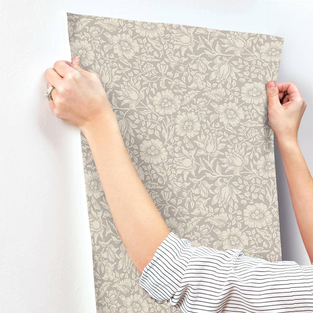 Mallow Grey Floral Non-Pasted Washable Wallpaper Roll