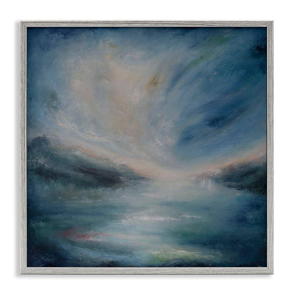 Blue Hour Abstract Landscape by Lydia Orange Gray Framed Abstract Giclee Art Print 12 in. x 12 in. price history on PriceWatchPro