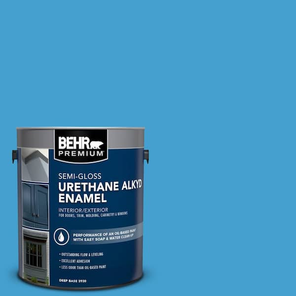 BEHR PREMIUM 1 gal. #AE-47 Horizon Blue Urethane Alkyd Semi-Gloss Enamel Interior/Exterior Paint