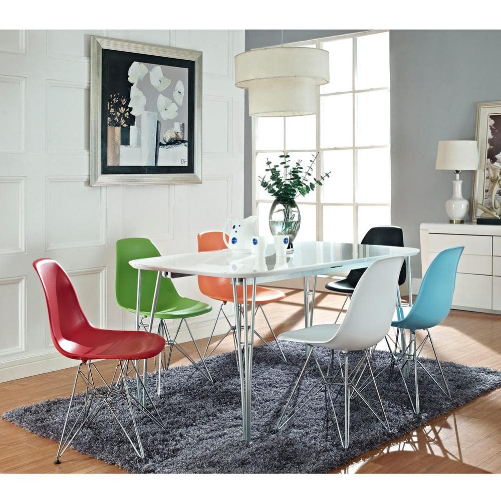 Black Molded Plastic and Steel Modern Dining Side Chair