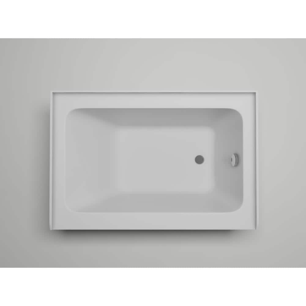 White Acrylic Alcove Soaking Bathtub with Right Drain