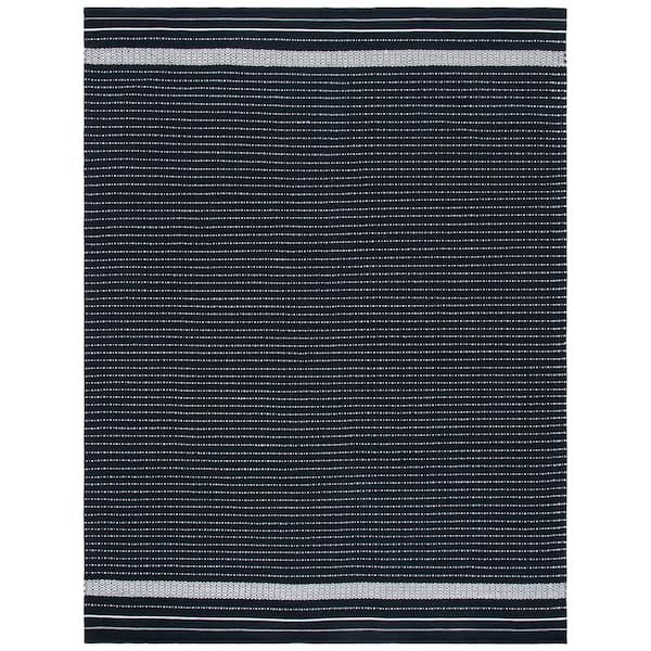 SAFAVIEH Kilim Black/Ivory 8 ft. x 10 ft. Striped Solid Color Area Rug
