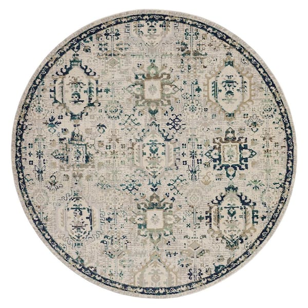 Medallion Cream 7 ft. 10 in. Round Indoor Area Rug