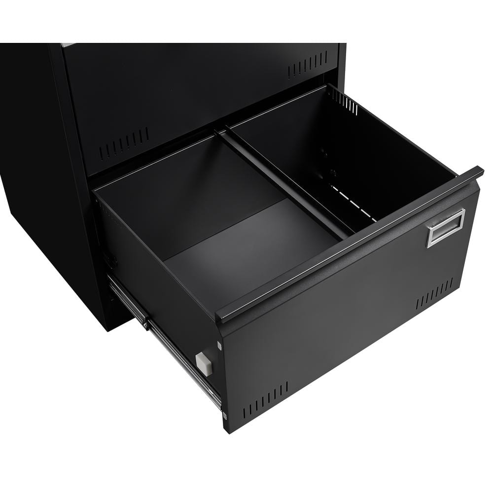 Black 3-Drawer Lockable Metal Lateral File Cabinet
