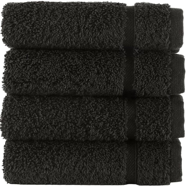 Unbranded 4-Piece 100% Cotton Premium Black Washcloths-Quick-Dry, High Absorbent Bath Towel Set