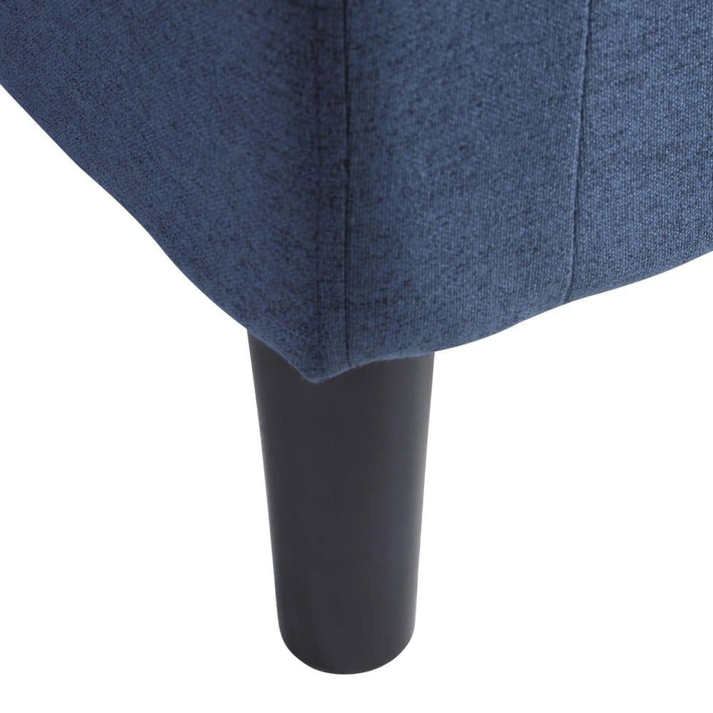 Blue Fabric Barrel Accent Chair with Ottoman