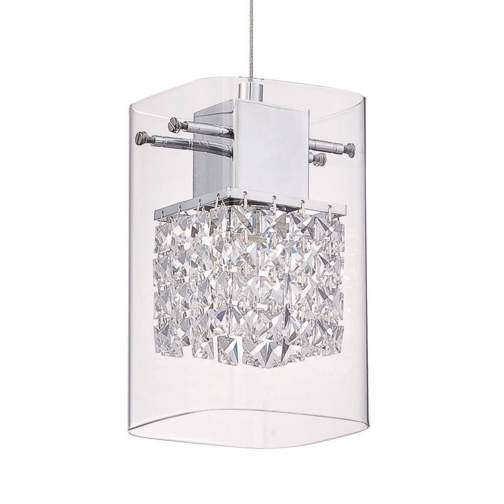 Chrome Crystal LED Island Pendant Light with Clear Glass Shades