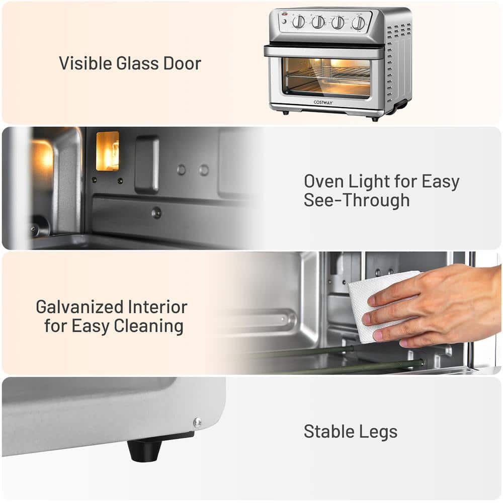 Silver 21.5QT 1800W Air Fryer Toaster Oven with Recipe Book