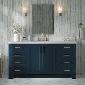 Taylor 67 in. W x 22 in. D x 36 in. H Single Sink Freestanding Bath Vanity in Midnight Blue with Pure White Quartz Top
