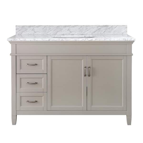 Home Decorators Collection Ashburn 49 in. Single Sink Gray Bath Vanity with Carrara White Marble Top (Assembled)