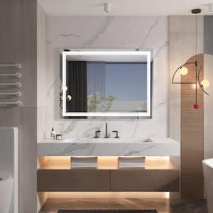 36 in. W x 48 in. H Rectangular Frameless 3-Colors LED Lights Memory Wall Bathroom Vanity Mirror in Aluminum, Defogger