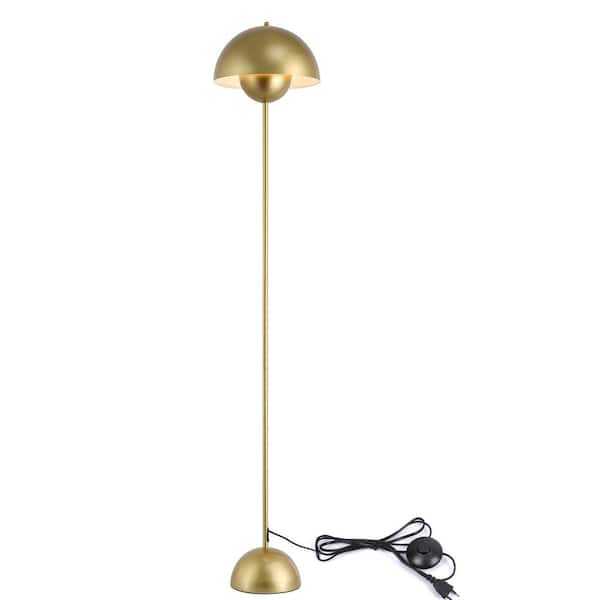 Zompoo Modern 63 in. 1-Light Gold LED Dome Reflecting Standard Floor Lamp for Living Room with Metal Shade and Foot Switch