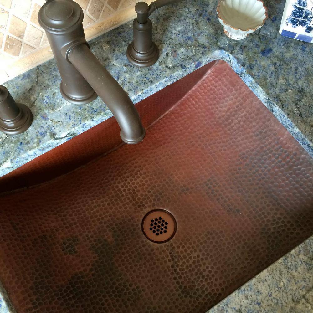 Merida Antique Copper Undermount Bathroom Sink with Hand-Hammered Finish