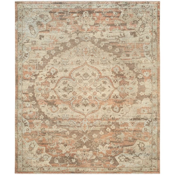 Izmir 8 ft. x 10 ft. Gold/Rose Distressed Oriental Area Rug
