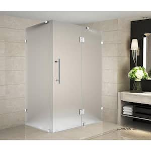 Avalux 42 in. x 36 in. x 72 in. Completely Frameless Hinged Shower Enclosure with Frosted Glass in Chrome