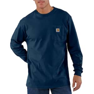 Men's 5X-Large Navy Cotton Workwear Pocket Long Sleeve T-Shirt