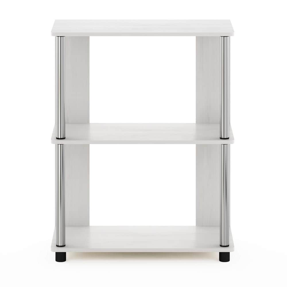White Oak 3-Tier Adjustable Wood Bookcase with Chrome Accents