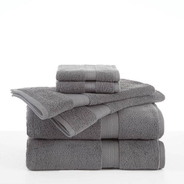 Martex Abundance 6-Piece Boulder Grey Solid Bath Towel Set