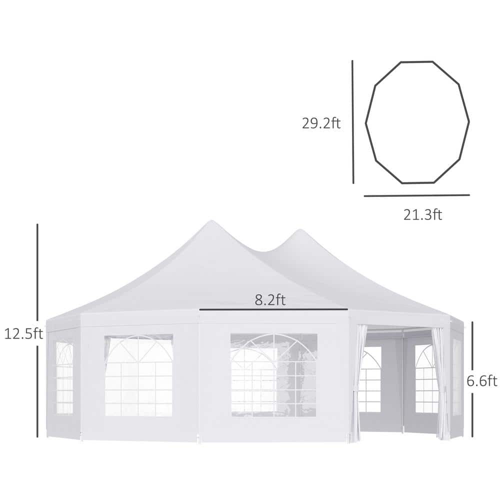 White Decagonal Outdoor Event Tent with Cathedral Windows