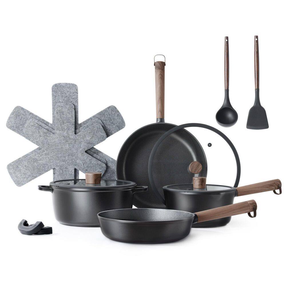 13pcs Nonstick Black Stock Pot Set with SWISS Coating, Dishwasher Safe, Oven Safe, Induction Compatible price history on PriceWatchPro