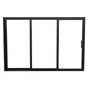 120 in. x 80 in. Matte Black Universal Handing Aluminum Sliding Patio Door with Aluminum Frame and Lockset