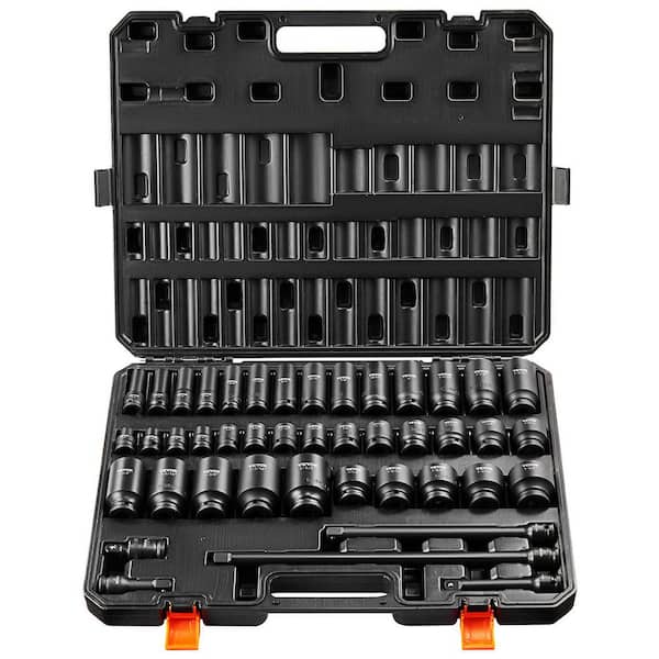 1/2 in. Impact Sockets Set 6 Point Drive Bit Ratchet Tool Kit Case (43-Piece)