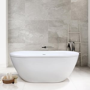 Essence 60 in. x 34 in. Freestanding Acrylic Soaking Bathtub with Center Drain in Chrome