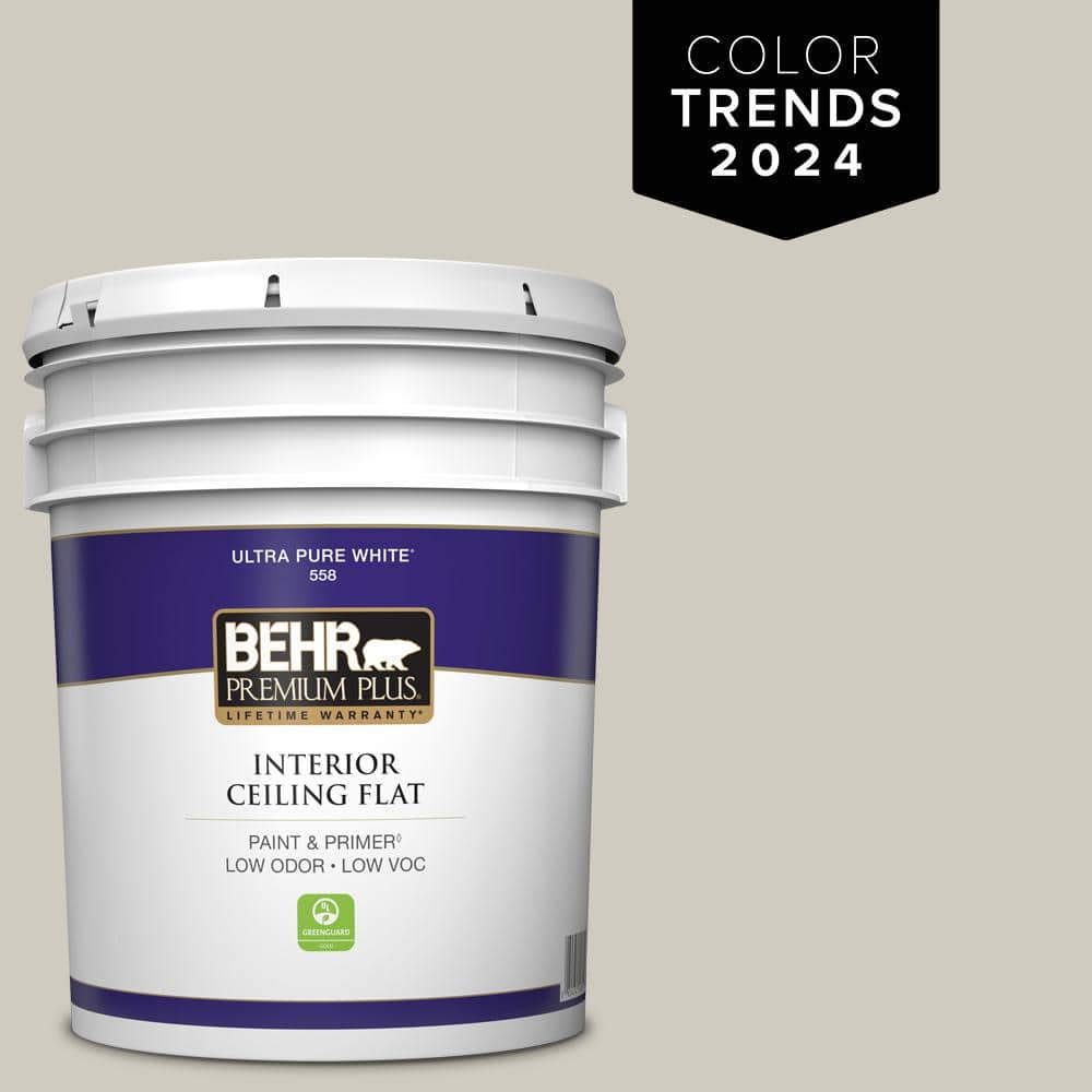 BEHR PREMIUM PLUS 5 gal. Designer Collection #DC-007 Tranquil Gray Ceiling  Flat Interior Paint 55805 - The Home Depot