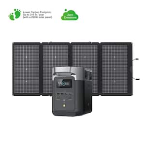1800W Output/2700W Peak Solar Generator DELTA 2 Push-Button Start Battery Generator with 220W Solar Panel, LFP Battery