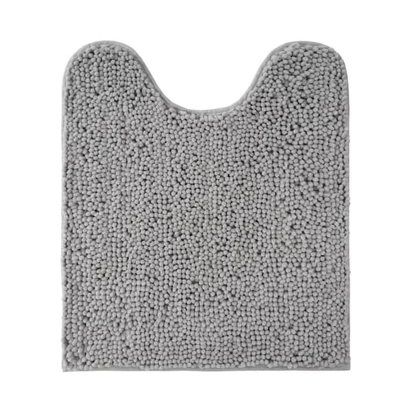 Plush Shag Chenille Light Gray 20 in. x 24 in. Bath Mat
