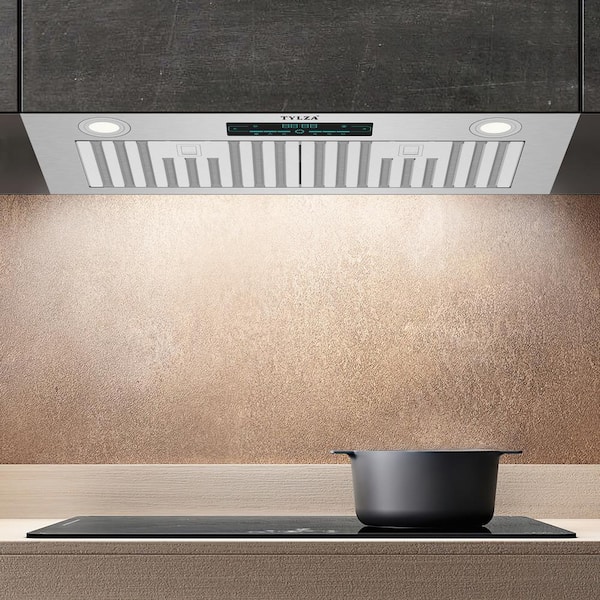 30 in. 900 CFM Convertible Ductless to Ducted Insert Range Hood in Stainless Steel with Charcoal Filter 2 3-Watt LED