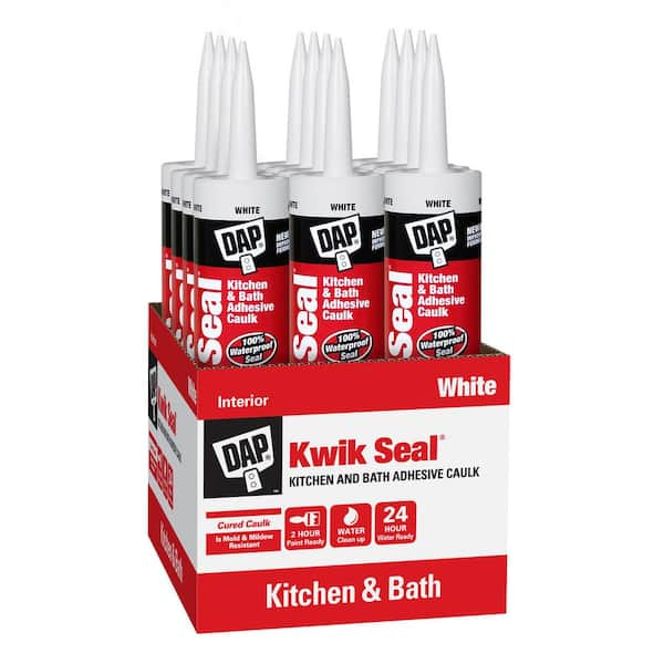 Kwik Seal 10.1 oz. White Kitchen and Bath Adhesive Caulk (12-Pack)