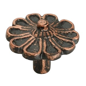 Cosmo Flower 1-5/6 in. (47mm) Distressed Copper Patina Cabinet Knob