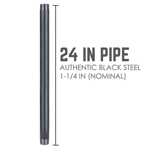 1-1/4 in. x 24 in. Industrial Steel Grey Plumbing Pipe in Black (4-Pack) 1-1/4 in. x 24 in. Industrial Steel Grey Plumbing Pipe in Black (4-Pack)