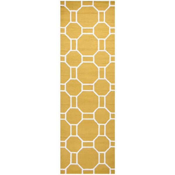 Rizzy Home Azzura Hill Gold Geometric 3 ft. x 8 ft. Outdoor Runner Rug