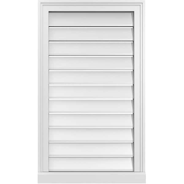 Ekena Millwork 20 in. x 34 in. Vertical Surface Mount PVC Gable Vent: Functional with Brickmould Sill Frame