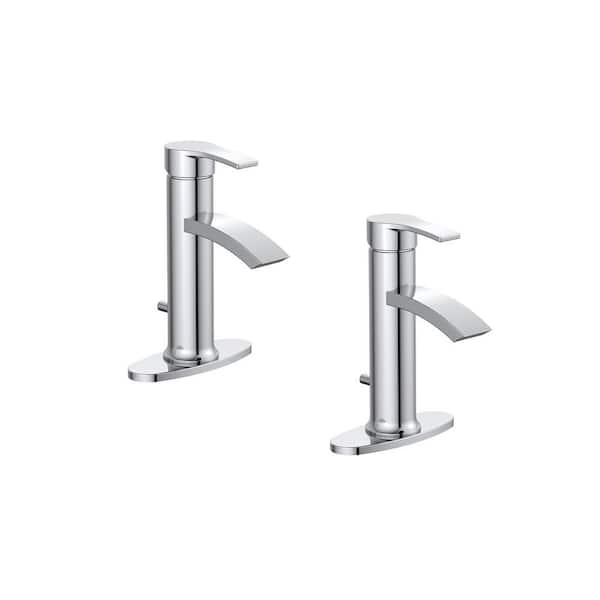PRIVATE BRAND UNBRANDED Garrick Single-Handle Single-Hole Bathroom Faucet in Polished Chrome (2-Pack)