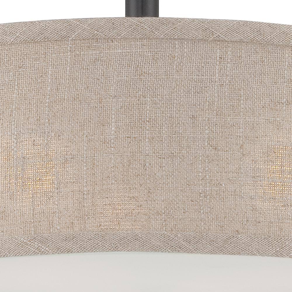 Cocoa Bronze 17" Indoor/Outdoor Drum Ceiling Light with Textured Shade