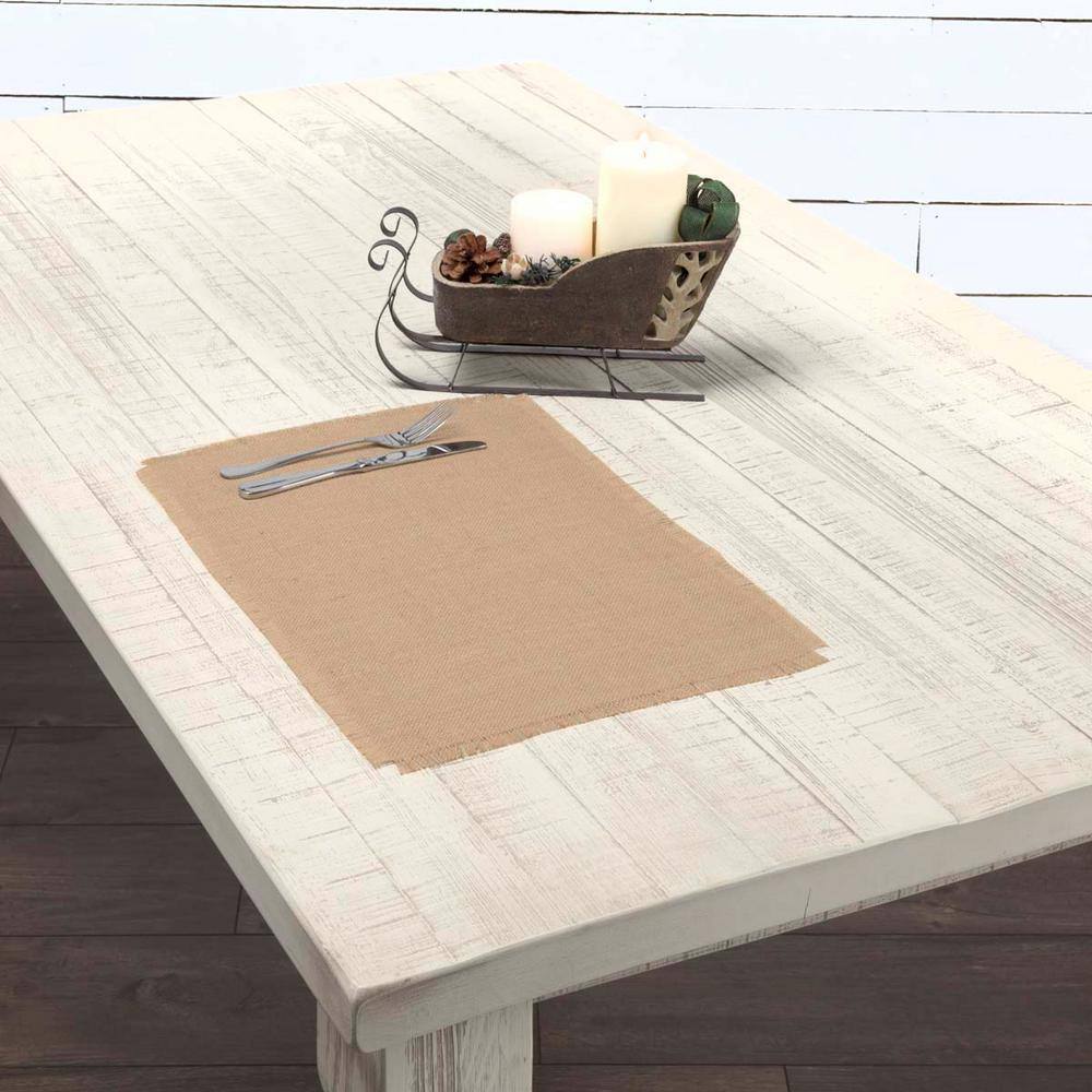 Natural Tan Jute Burlap Rectangular Placemats Set of 6